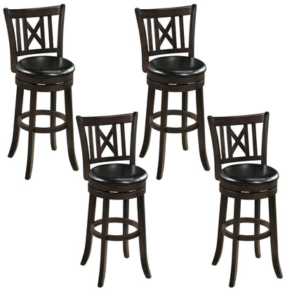 Set Of 4 Swivel Bar Stools With Hollowed Backrest, 30 Inches