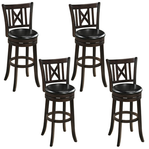 Set Of 4 Swivel Bar Stools With Hollowed Backrest, 30 Inches