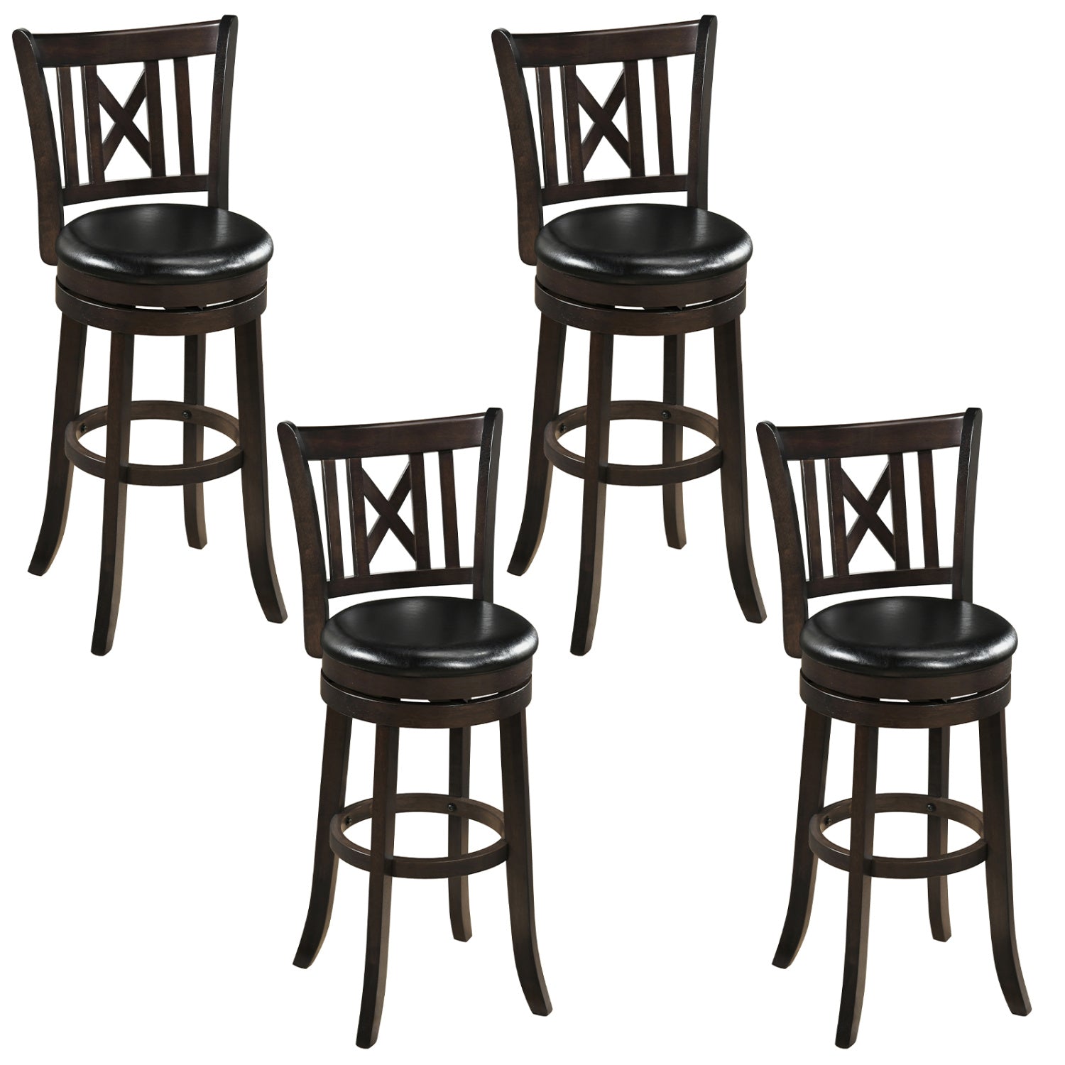 Set Of 4 Swivel Bar Stools With Hollowed Backrest, 30 Inches Bar Stools at Gallery Canada