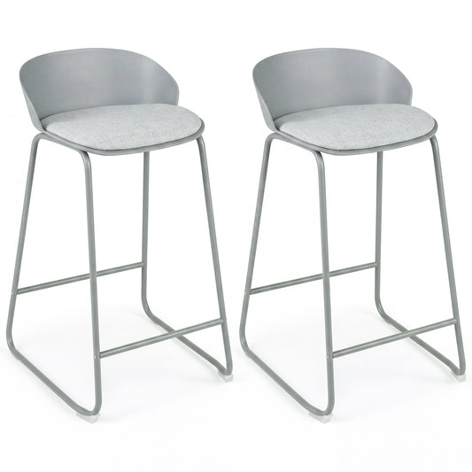 Set of 4 Bar Stools, Curved Backrest, Metal Frame, Gray Bar Stools Gray at Gallery Canada
