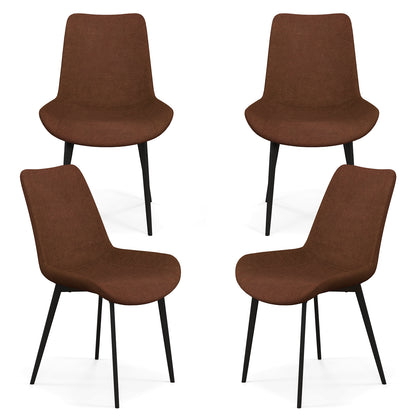 Set of 4 Dining Chair Upholstered with Metal Legs and Padded Backs, Brown Dining Chairs at Gallery Canada