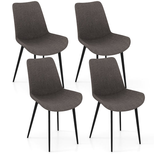Set of 4 Dining Chairs, Upholstered, Metal Legs, Padded Backs, Gray