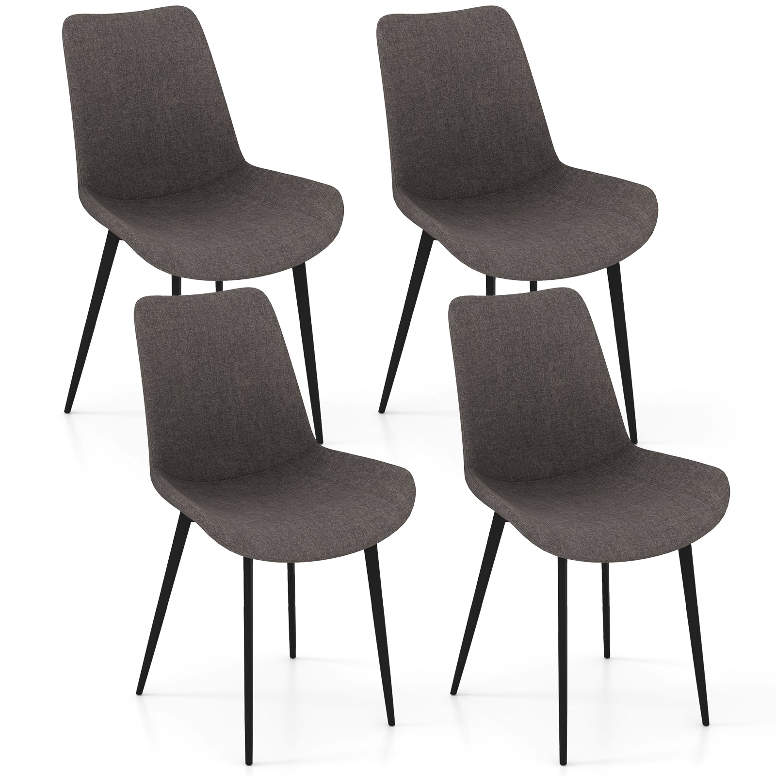 Set of 4 Dining Chair Upholstered with Metal Legs and Padded Backs, Gray Dining Chairs at Gallery Canada