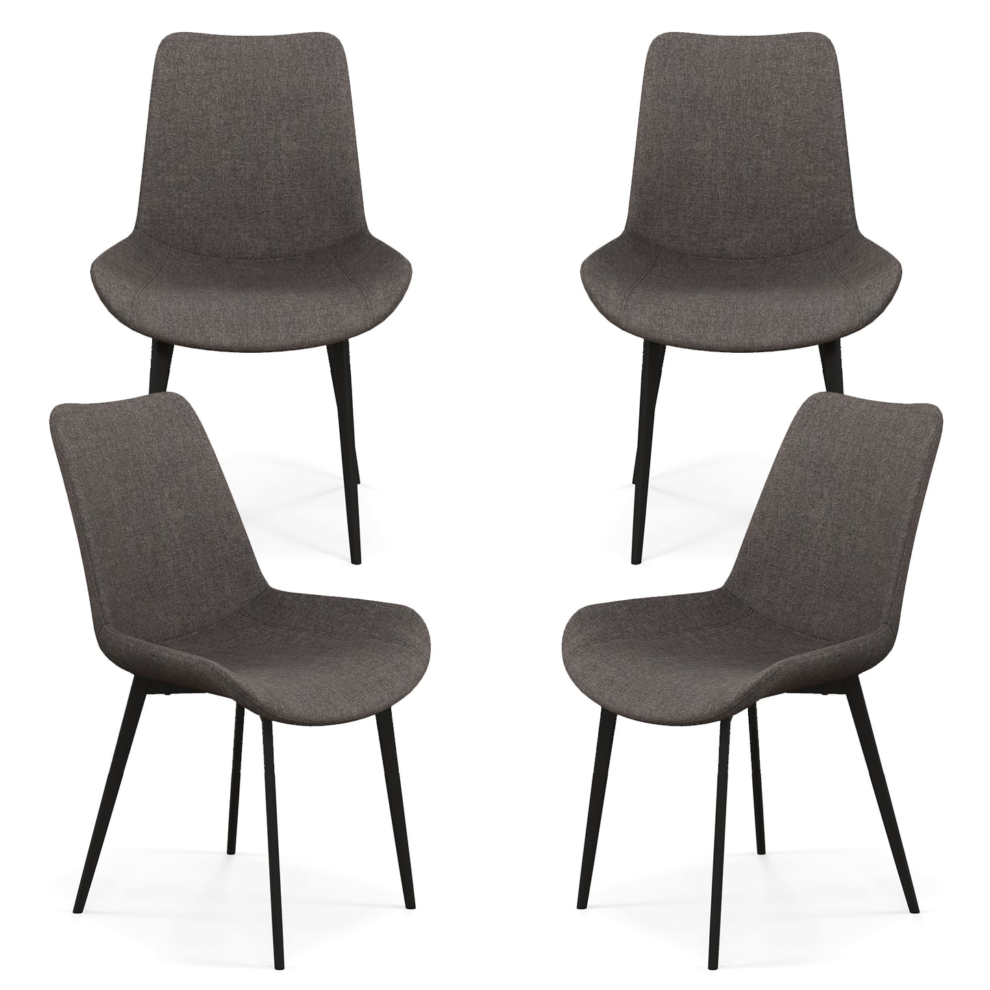 Set of 4 Dining Chair Upholstered with Metal Legs and Padded Backs, Gray Dining Chairs at Gallery Canada