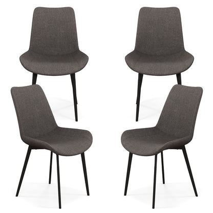 Set of 4 Dining Chair Upholstered with Metal Legs and Padded Backs, Gray Dining Chairs at Gallery Canada
