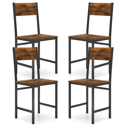 Set of 4 Dining Chairs with Metal Legs and Slanted Back, Rustic Brown Dining Chairs Rustic Brown at Gallery Canada