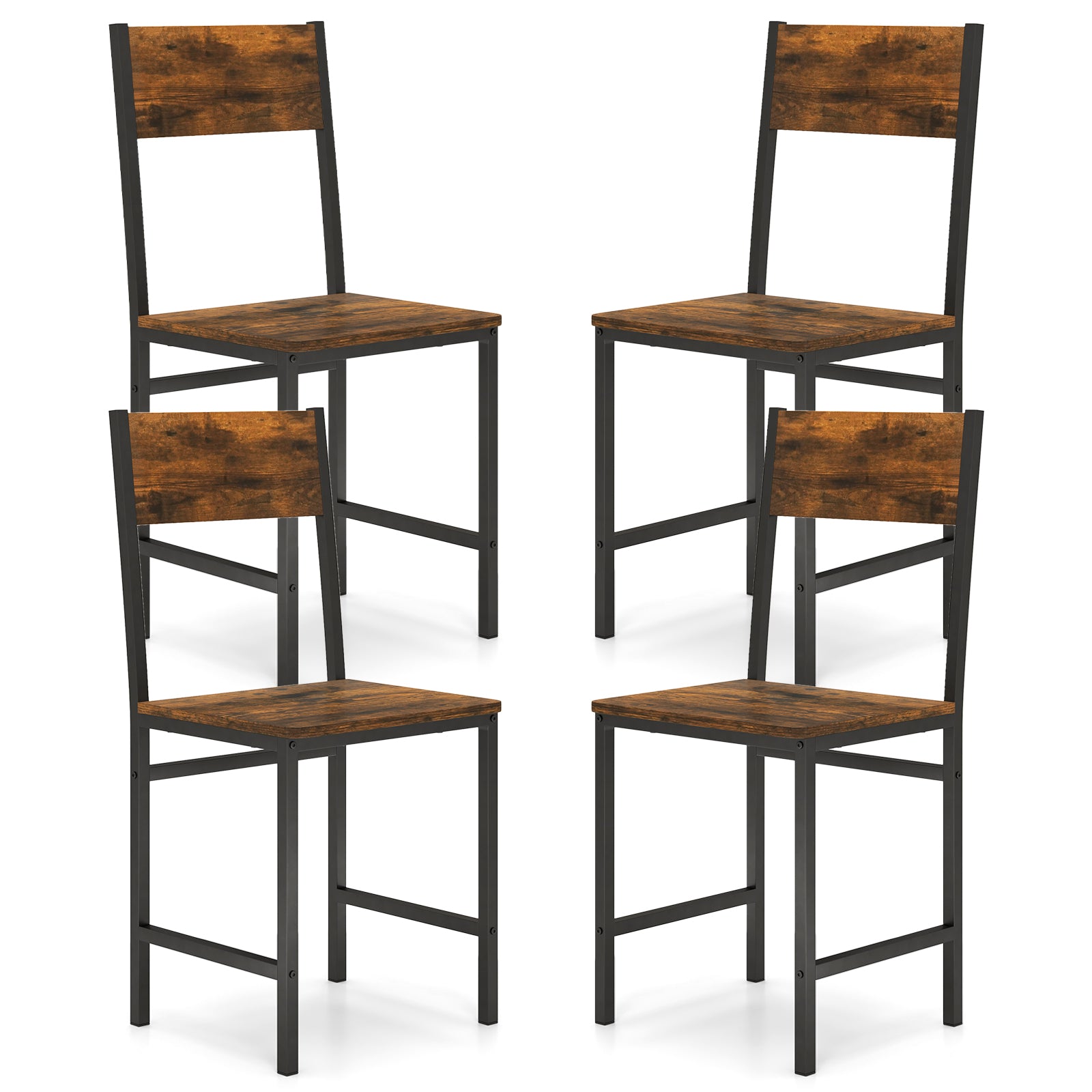 Set of 4 Dining Chairs, Metal Legs, Slanted Back, Brown Dining Chairs Rustic Brown at Gallery Canada