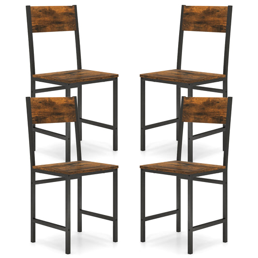 Set of 4 Dining Chairs, Metal Legs, Slanted Back, Brown Dining Chairs Rustic Brown at Gallery Canada