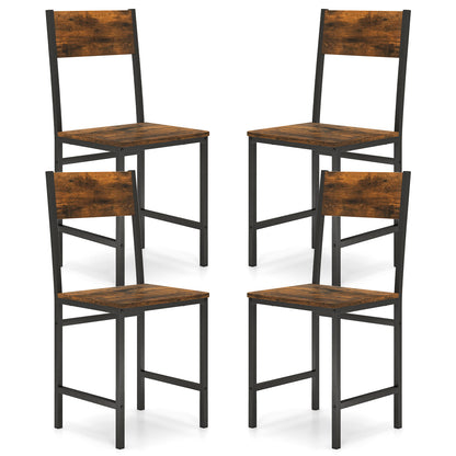 Set of 4 Dining Chairs, Metal Legs, Slanted Back, Brown Dining Chairs at Gallery Canada