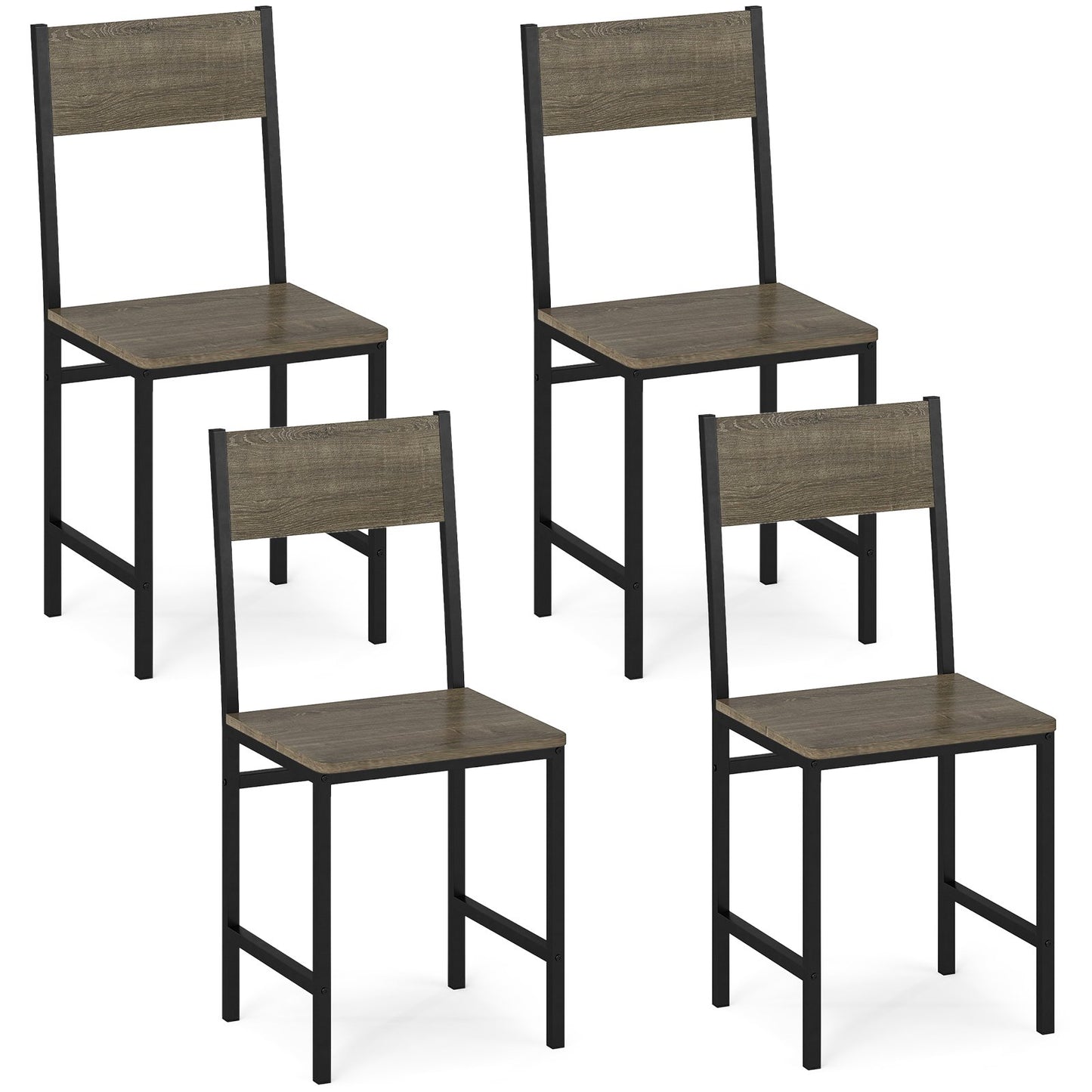 Set of 4 Dining Chairs with Metal Legs and Slanted Back, Gray Dining Chairs Gray at Gallery Canada