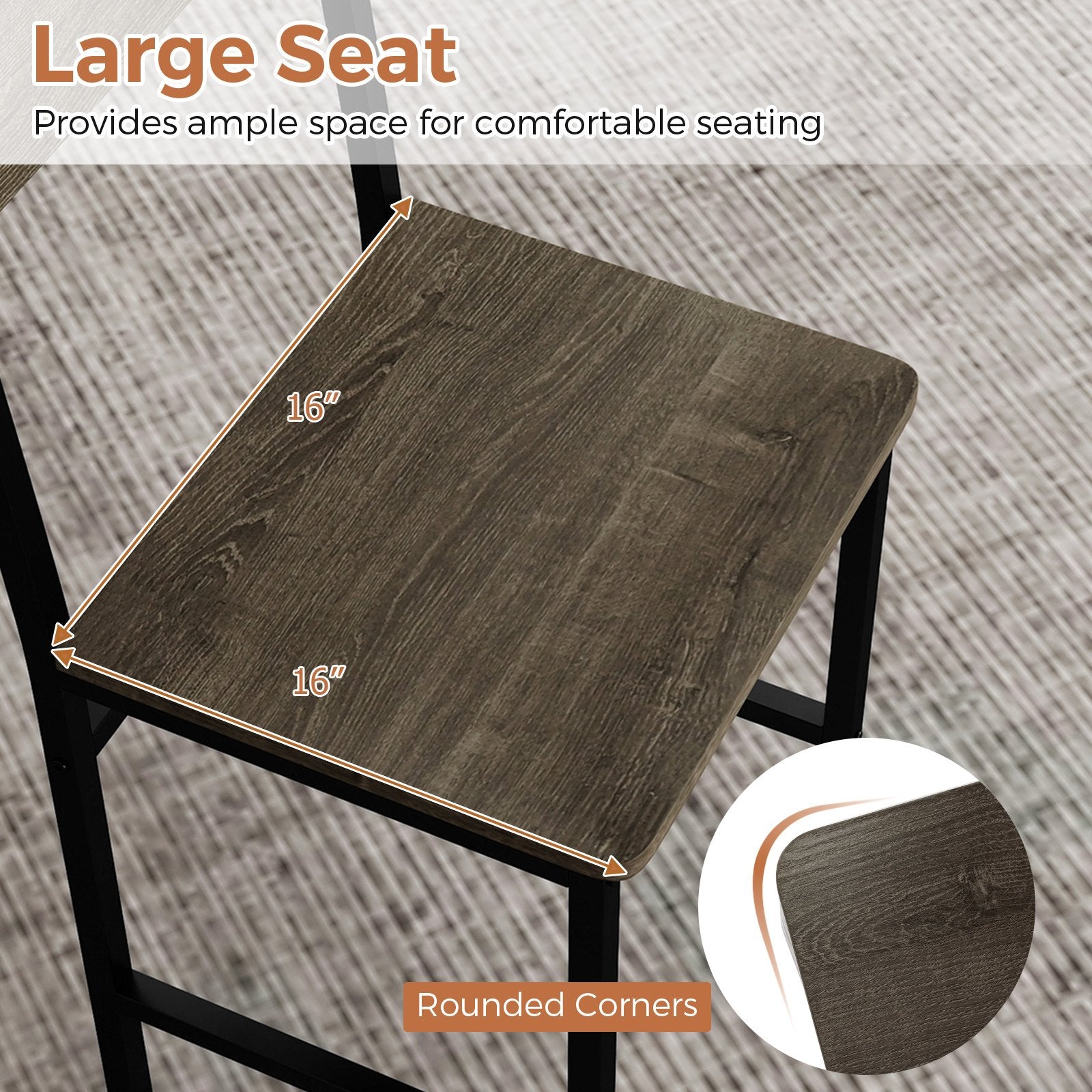 Set of 4 Dining Chairs with Metal Legs and Slanted Back, Gray Dining Chairs at Gallery Canada