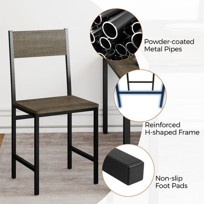 Set of 4 Dining Chairs with Metal Legs and Slanted Back, Gray Dining Chairs at Gallery Canada