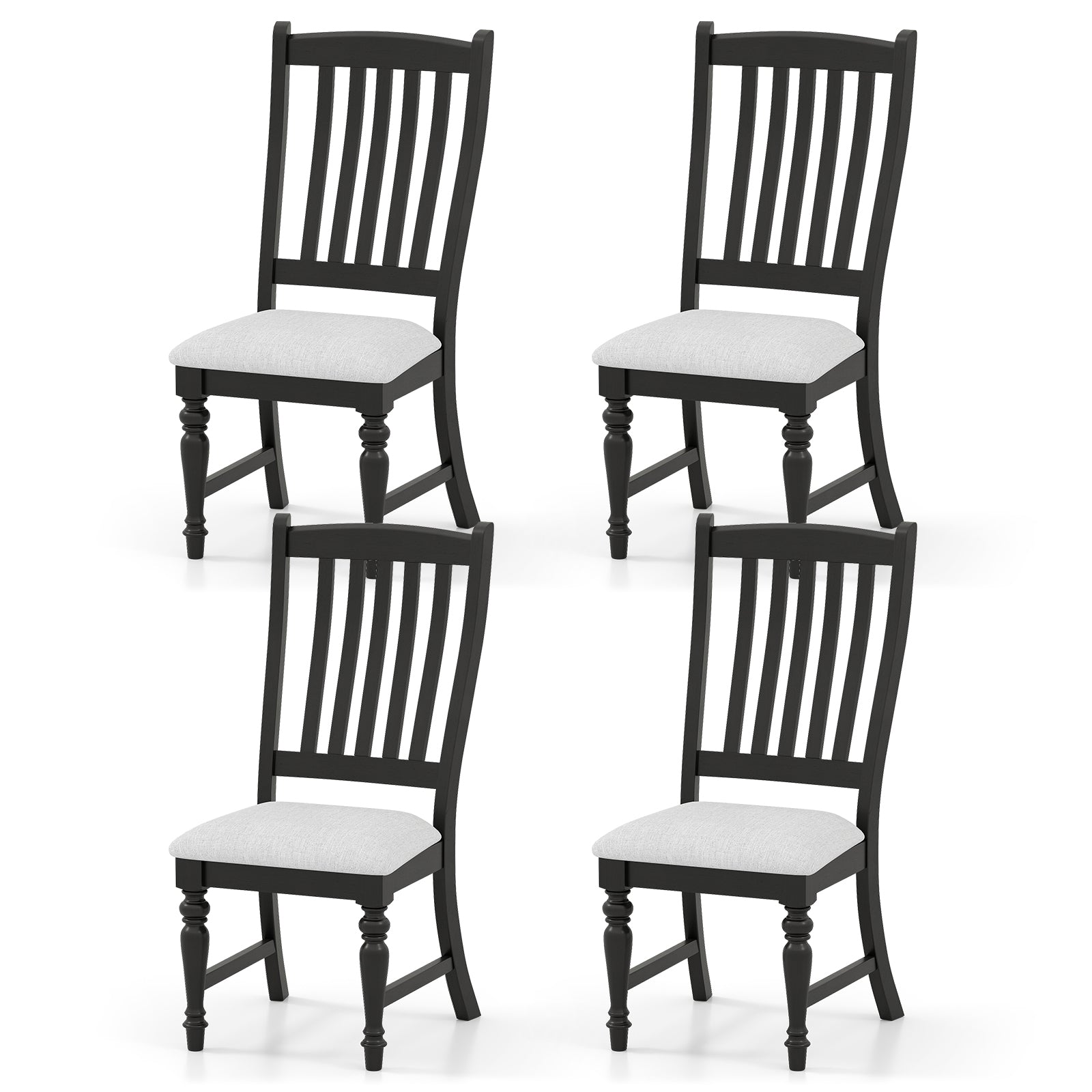 Set of 4 Dining Chairs Kitchen Side Chair with Solid Wood Legs, Black Dining Chairs at Gallery Canada