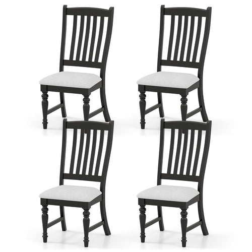 Set of 4 Dining Chairs Kitchen Side Chair with Solid Wood Legs, Black