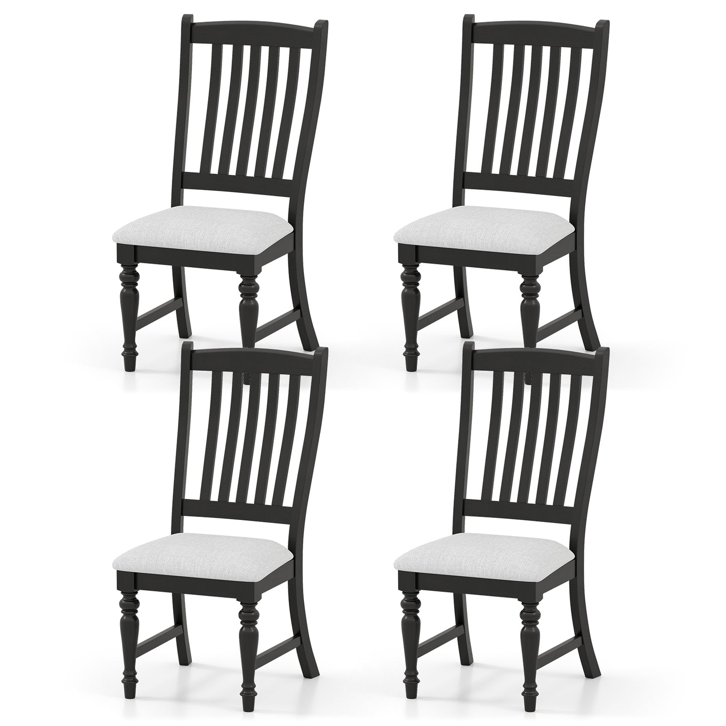 Set of 4 Dining Chairs Kitchen Side Chair with Solid Wood Legs, Black Dining Chairs Black at Gallery Canada