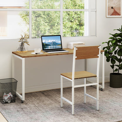 Set of 4 Dining Chairs with Metal Legs and Slanted Back, Natural