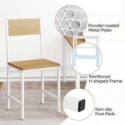 Set of 4 Dining Chairs with Metal Legs and Slanted Back, Natural