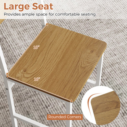 Set of 4 Dining Chairs with Metal Legs and Slanted Back, Natural