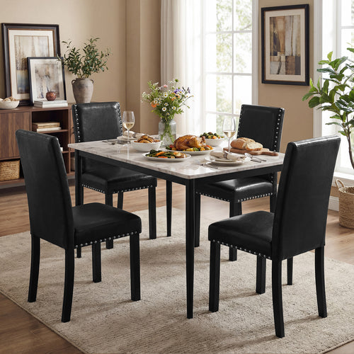 Set of 4 Dining Chairs with Solid Rubber and Wood Legs