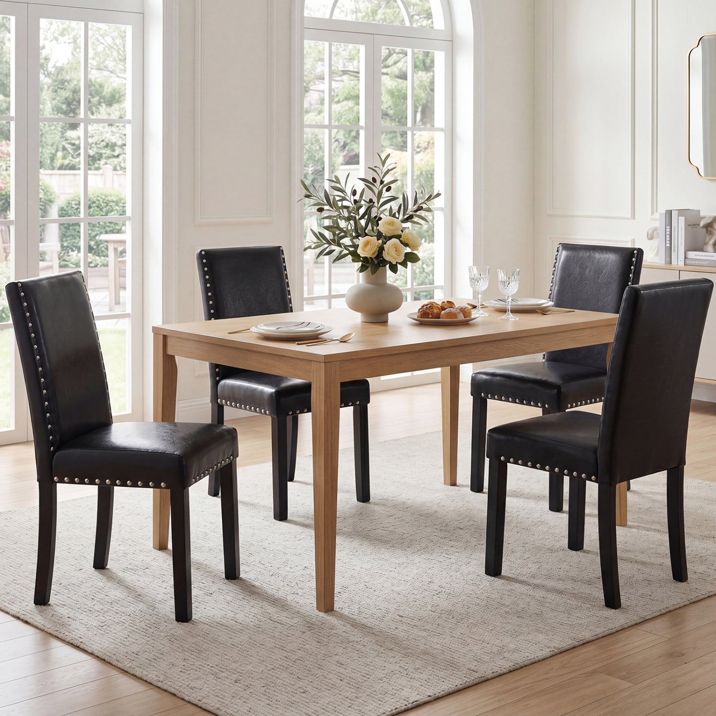 Set of 4 Dining Chairs with Solid Rubber and Wood Legs Dining Chairs at Gallery Canada