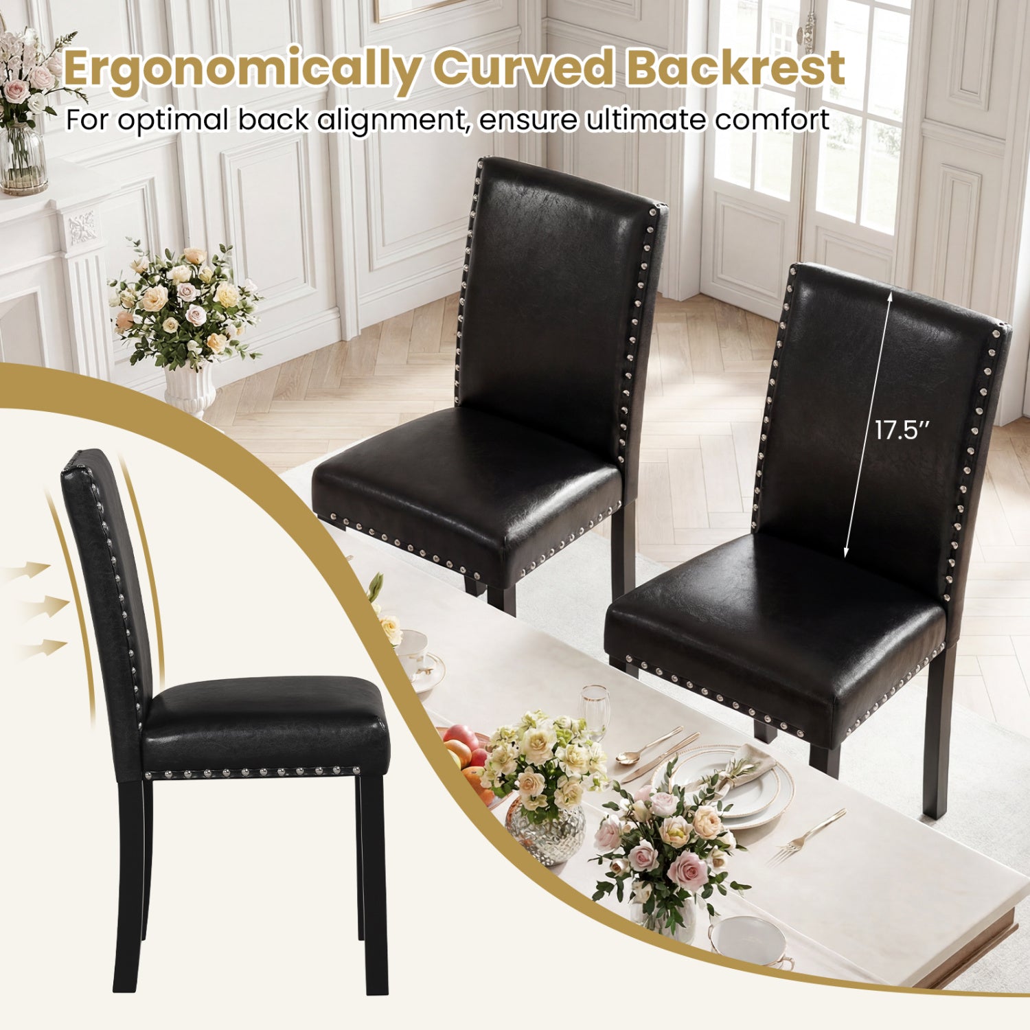 Set of 4 Dining Chairs with Solid Rubber and Wood Legs Dining Chairs at Gallery Canada