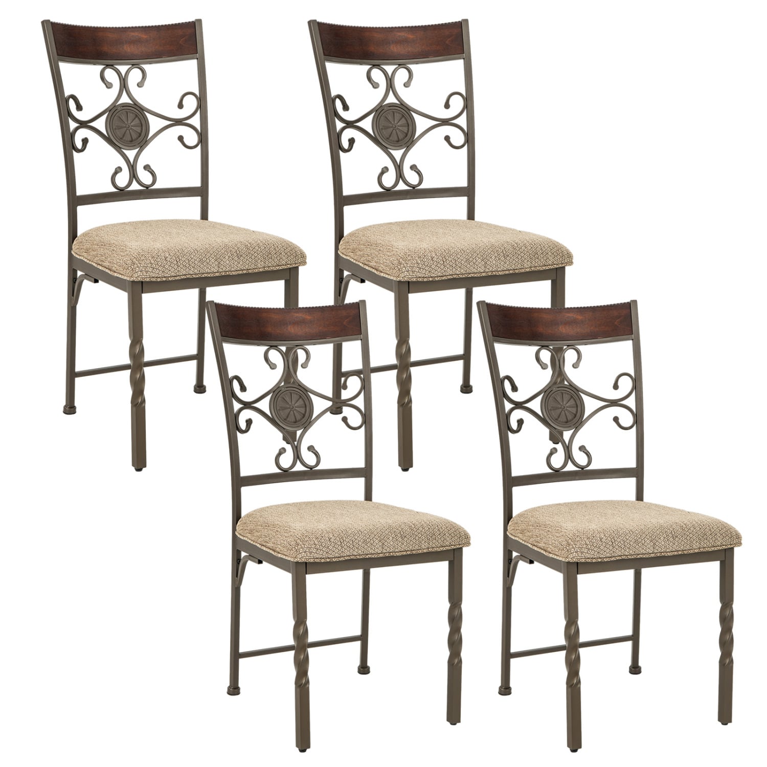 Set of 4 Armless Dining Chairs with Seat Cushion Dining Chairs Brown at Gallery Canada