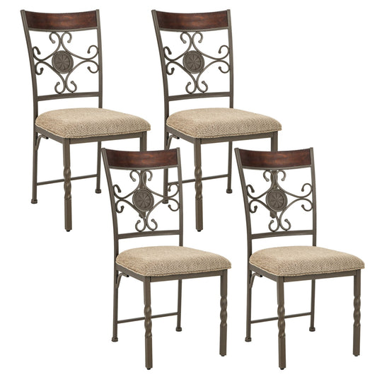 Set of 4 Armless Dining Chairs with Seat Cushion Dining Chairs Brown at Gallery Canada