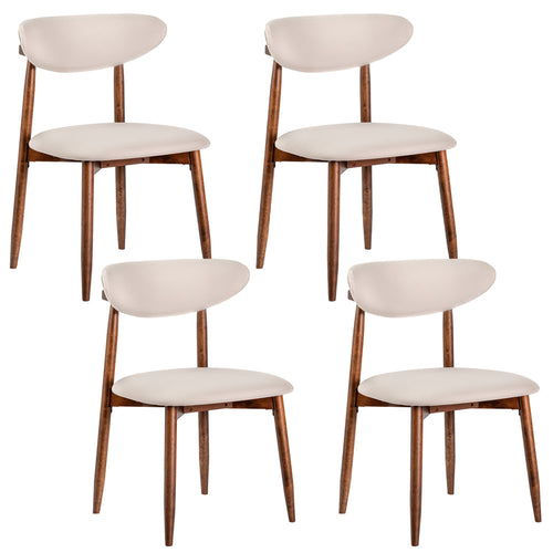 Set of 4 Fabric Upholstered Dining Chairs, Beige