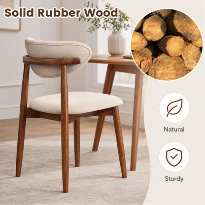 Set of 4 Fabric Upholstered Dining Chairs, Beige