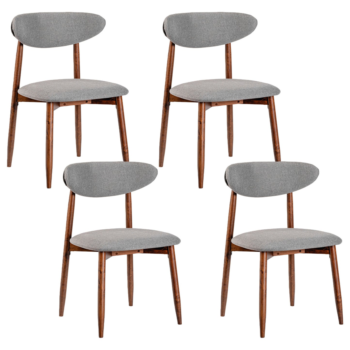 Set Of 4 Fabric Upholstered Dining Chairs, Gray