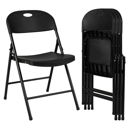Set of 4 Foldable Plastic Chairs, Black