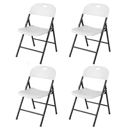 Set of 4 Foldable Plastic Chairs, White