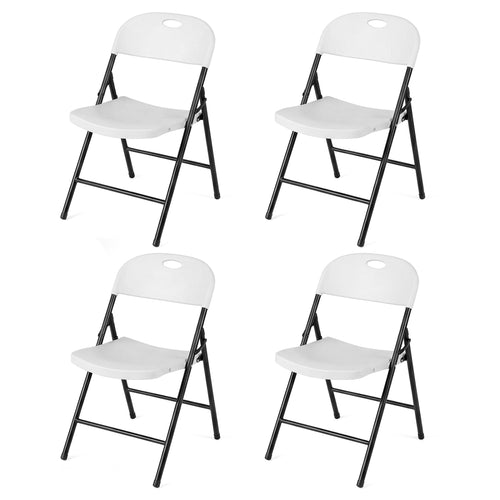 Set of 4 Foldable Plastic Chairs, White