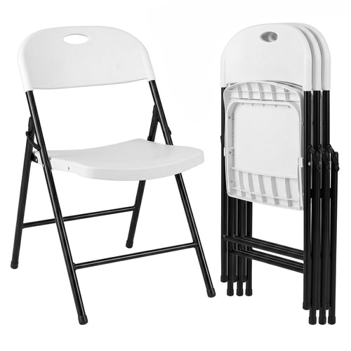 Set of 4 Foldable Plastic Chairs, White
