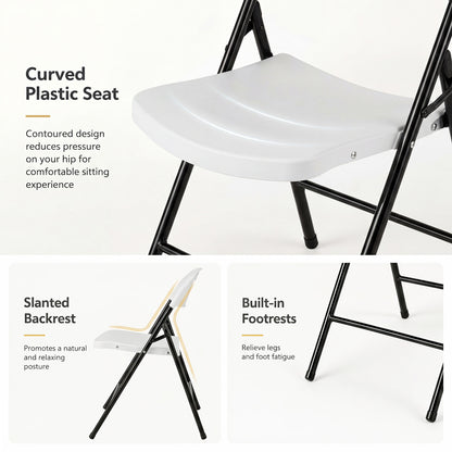 Set of 4 Foldable Plastic Chairs, White
