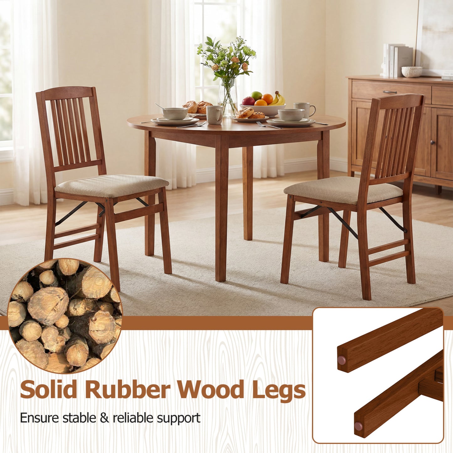 Set Of 4 Foldable Upholstered Kitchen Chairs Dining Chairs at Gallery Canada