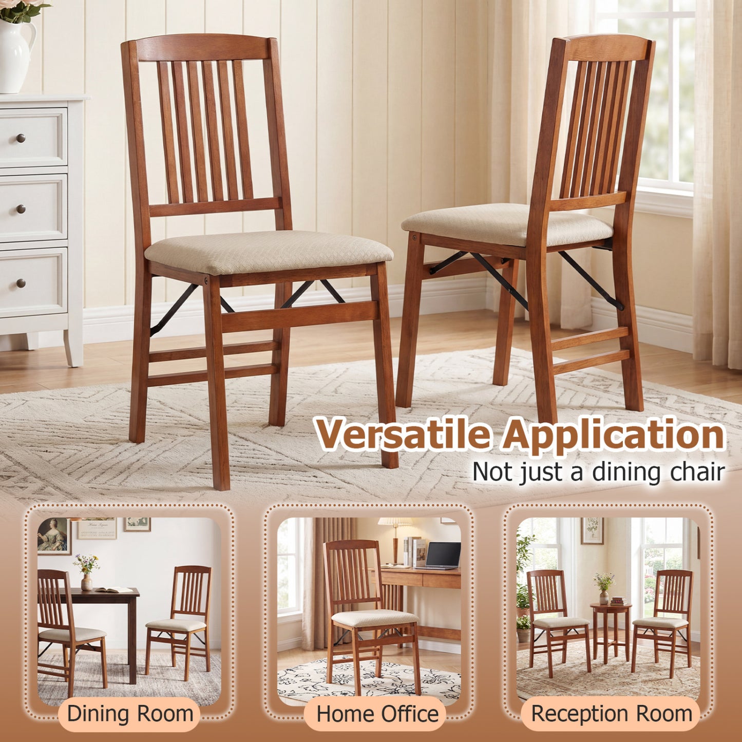 Set Of 4 Foldable Upholstered Kitchen Chairs Dining Chairs at Gallery Canada