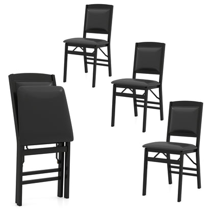 Folding Dining Chairs, Set of 4, Padded Seat, High Backrest, Black Dining Chairs at Gallery Canada