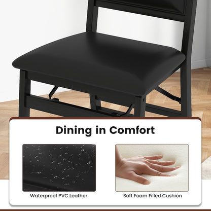 Folding Dining Chairs, Set of 4, Padded Seat, High Backrest, Black Dining Chairs at Gallery Canada