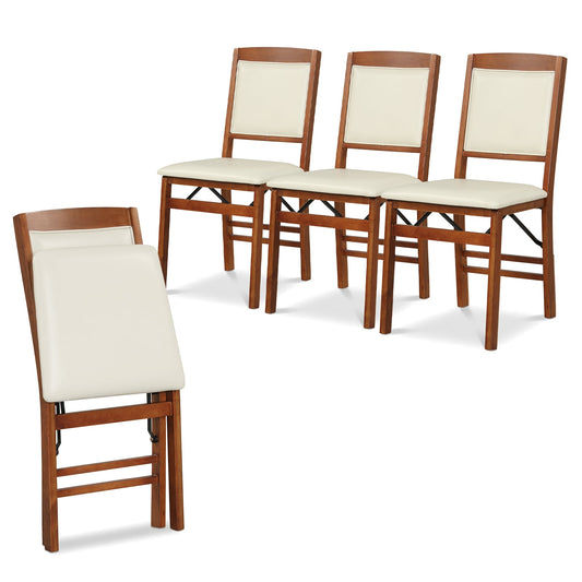 Set Of 4 Folding Dining Chairs, Padded Seat, High Backrest, Walnut Dining Chairs Walnut at Gallery Canada