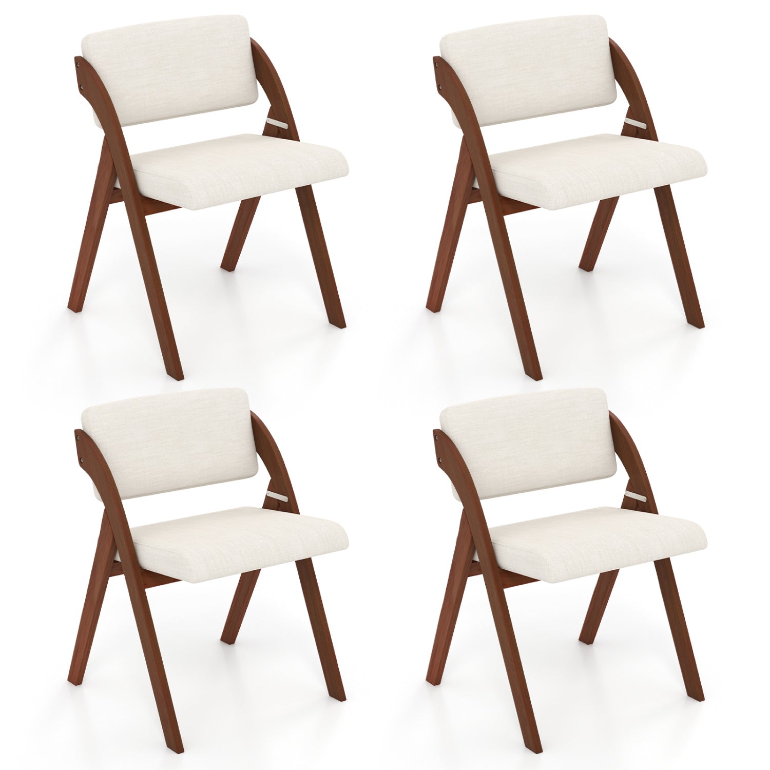 4 Folding Dining Chairs, Rubber Wood Legs, Walnut Dining Chairs at Gallery Canada