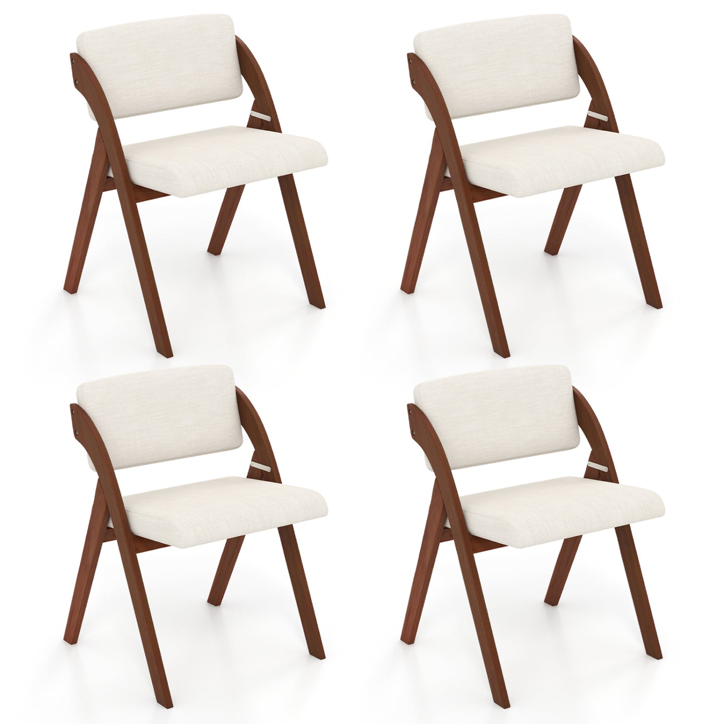 4 Folding Dining Chairs, Rubber Wood Legs, Walnut Dining Chairs at Gallery Canada
