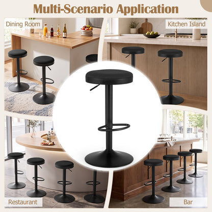 Set of 4 Kitchen Bar Stools with Height Adjustment Padded Seat and D-Shaped Footrest, Black