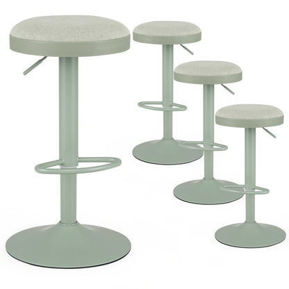 Set of 4 Kitchen Bar Stools, Adjustable Height, Green
