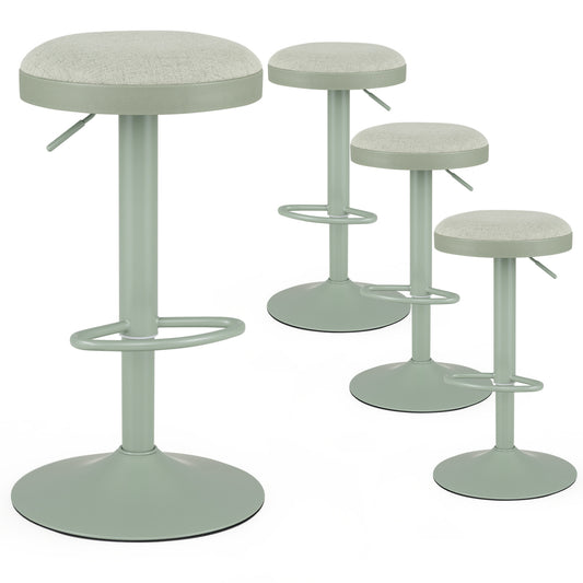 Set of 4 Kitchen Bar Stools, Adjustable Height, Green Bar Stools Green at Gallery Canada