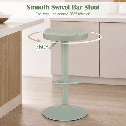 Set of 4 Kitchen Bar Stools, Adjustable Height, Green