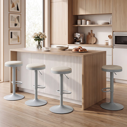 Set of 4 Bar Stools, Height Adjustable, Gray