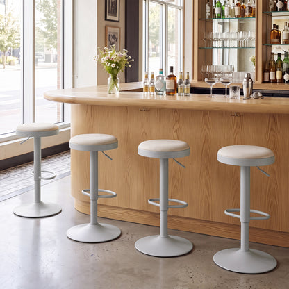 Set of 4 Bar Stools, Height Adjustable, Gray