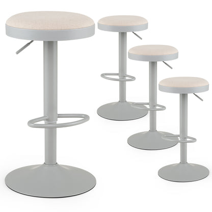 Set of 4 Bar Stools, Height Adjustable, Gray