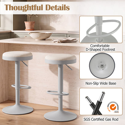 Set of 4 Bar Stools, Height Adjustable, Gray